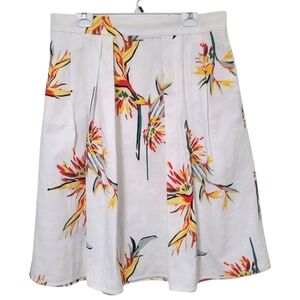 New York & Co. Eva Mendes Tropical Print A-line Pleated Skirt, 16, Pre-owned